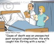 cartoon doctor tells nurse that patient died of complications wife caught him flirting m103.jpg from doctor patient caught in hidden cam