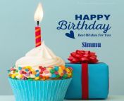 happy birthday simmu written on image blue cup cake and burning candle blue gift boxes with red ribon.jpg from simmu
