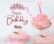 happy birthday nicky written on image pink cup cake and light white background.jpg from nicky happy