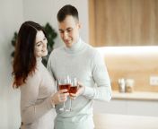 happy married guy husband wife drinking red wine celebrate together home family concept 264851102.jpg from my husband want to drink my breast