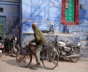 jodhpur rajasthan india january indian mature man riding bicycle street old town blue coty 218800374.jpg from indian mature riding