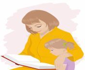 mom teaches daughter to read vector illustration 46930879.jpg from mom teac