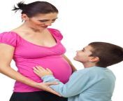 pregnant mom having conversation son 16300900.jpg from pregnat mom n son