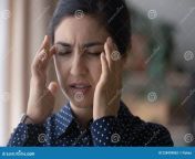 unhappy upset young indian woman suffering headache high blood pressure touching head temples closed eyes pain face 238459862.jpg from indian wife crying pain full fuk seel break video with clear hindi audio com japan