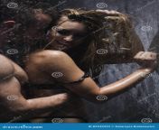 happy couple taking shower together which men begins to undress woman 82939333.jpg from couple take shower together
