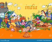 indian collage illustration showing culture tradition festival india vector design 155786785.jpg from indian village collage