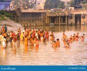 kolkata india january family taking bath water ganga kumbh mela not even suitable bathing many toxic 129895096.jpg from assamese bath river