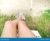 pov point view woman sitting judge s chair beach volleyball court bare feet sports shoes persona personal perspective 183695080.jpg from for woman pov