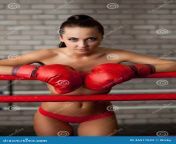 attractive brunette posing topless boxing ring image 46517622.jpg from toples boxing