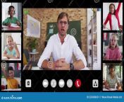 composite video call interface diverse male teacher six children online lesson composite video call interface 223430631.jpg from vidéo call arab