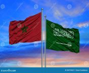 flags morocco saudi arabia waving together blue sky flags morocco saudi arabia waving together 204734627.jpg from saudi maroc