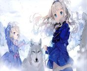 hd wallpaper anime girls wolf winter wind snow loli blue eyes anime.jpg from anime as109 artwork snow winter christmas new loli gray hair blue eyes coats 1530475 jpg