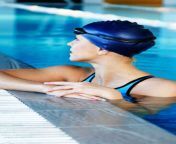 young woman wearing blue swimming cap 735x1102.jpg from swimming pool ke and xxx paniw idea