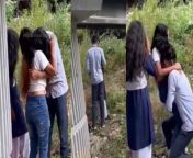 boy kiss two girl under delhi metro bridge obscene video viral 1700827253.jpg from लड़की औ¤