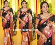 naga shourya mother usha prasad black kanjeevaram saree 681x549.jpg from usha chavan in saree blouse slip boob nipple showing