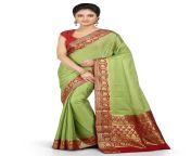 woven pure mysore silk saree in light green.jpg from karnataka saree s