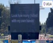 giant screen erected at ucla confronts student radicals nonstop with grisly footage of hamas oct 7 atrocities jpgid52141295width1200height600coordinates059077 from screen record video 6