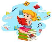a girl reading books on white background 1308 93340.jpg from ftop ru 93340 jpg