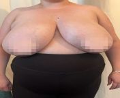 my giant breasts knock things over 4.jpg from big boobs showing her nipples and tits in