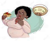 101728633 fat cartoon african american woman with cake in the hand thinking about her big weight and.jpg from very big fat black women sex videos 3mbf six video xxx with tam