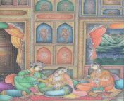 kamasutra moghul mughal mogul miniature art handmade watercolor harem theme folk art r verma jpgtargetx0targety 78imagewidth500imageheight856modelwidth500modelheight700backgroundcolor92908dorientation1 from mugal kamasutra