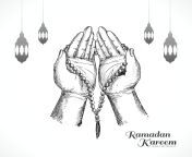 hand draw sketch muslim man hands praying holding rosary ramadan kareem card design free vector.jpg from muslim hand pratice