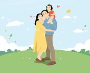 mom dad and daughter are standing together with happy expressions hand drawn style design illustrations vector.jpg from mom dad daughter