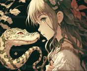 beautiful girl kissing a snake manga style anime character illustration generative ai photo.jpg from snake oral anime