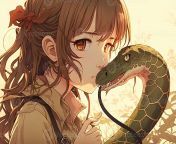 beautiful girl kissing a snake manga style anime character illustration generative ai photo.jpg from snake oral anime