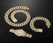 hip hop 20mm 3pcs kit watch necklace bracelet bling crystal aaa iced out rhinestones prong cuban.jpg from free chains xx