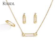 rakol brand design party jewelry sets for women geometric cutout paper clip ring earring necklace ladies.jpg from rakol
