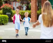 mother and kids after school young mom picking up children after lessons in kindergarten or preschool pick up students boy and girl running to pare 2c2y2bk.jpg from 12 son picking mom 40 xxx