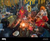 babughat kolkata west bengal india 9th january 2018 gathering of indian hindu sadhus singing religious prayers in front of holy fire 2g44903.jpg from kalkata am sadhu cherish tommy move s