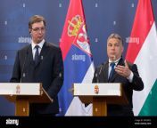 150701 budapest july 1 2015 serbian prime minister aleksandar vucic l and hungarian prime minister viktor orban attend a joint press conference after their meeting in budapest hungary on july 1 2015 the modernization of the budapest belgrade railway line is of crucial importance serbian prime minister aleksandar vucic told a joint press conference with his hungarian counterpart viktor orban in budapest on wednesday after the hungarian serbian government meeting hungary budapest serbia pm press conference attilaxvolgyi publicationxnotxinxchn 150701 budapest july 1 2015 ser 2rn5r72.jpg from srban