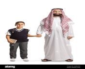 full length portrait of a saudi arab father holding his son by the hand isolated on white background 2wbap48.jpg from arab dad