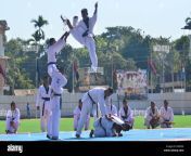 diphu assam january 02 2019 assam rifles troopers perform a taekwondo drill at the opening ceremony of the 9th all india police commando competition at diphu under karbi anglong district of the india north eastern state of assam 22 teams participate in the events including 8 teams from central police force and 14 from state police force ra6f66.jpg from অসমীয়া বোৱাৰী sex india video assam
