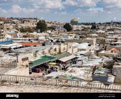 jerusalemisrael27 march 2019view from a tour on the west wall of jerusalem to the dome and the market stalls with people in the moslim quarter of the old city t8h5w2.jpg from israel moslim