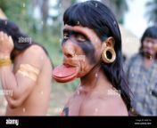 portrait of a suya indian man with lip plate brazil south america a0rcyh.jpg from indian college suya inbam seiyum videoa