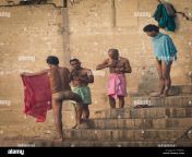 men doing their morning ritual by the ganges in varanasi india fh98fc.jpg from desi men bath