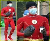 grant gustin suits up as the flash after pregnancy announcement.jpg from pregnant flash