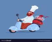 chef cook riding electric scooter delivery of cake vector 19160842.jpg from cook ride