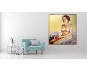 seated nude women figurative with yellow background oil on canvas painting by shana 2552aspectfitwidth640height640 from young brush nudist dash a r